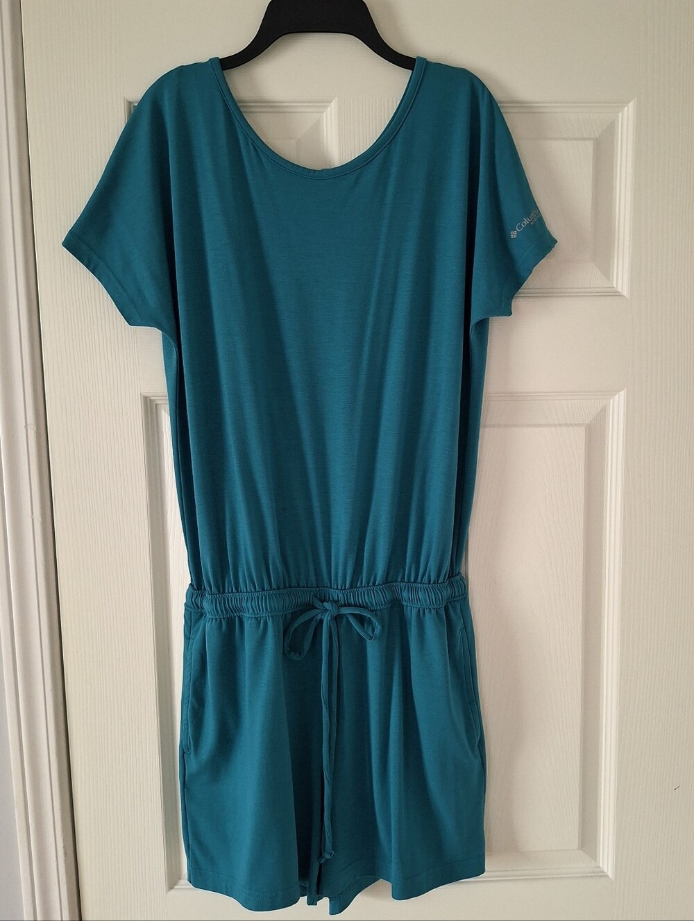 Columbia PFG Slack Water Teal Turquoise Knit Drawstring Pocket Romper Jumpsuit S